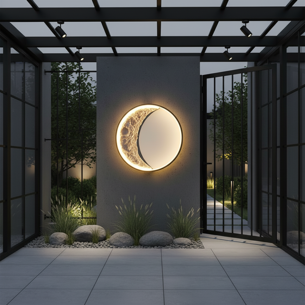 Celestara Moon Outdoor Wall Light - IP65 Waterproof LED Resin Garden Sconce