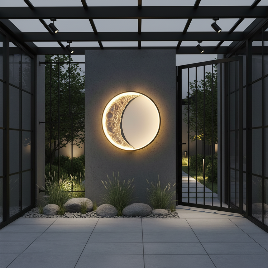 Celestara Moon Outdoor Wall Light - IP65 Waterproof LED Resin Garden Sconce