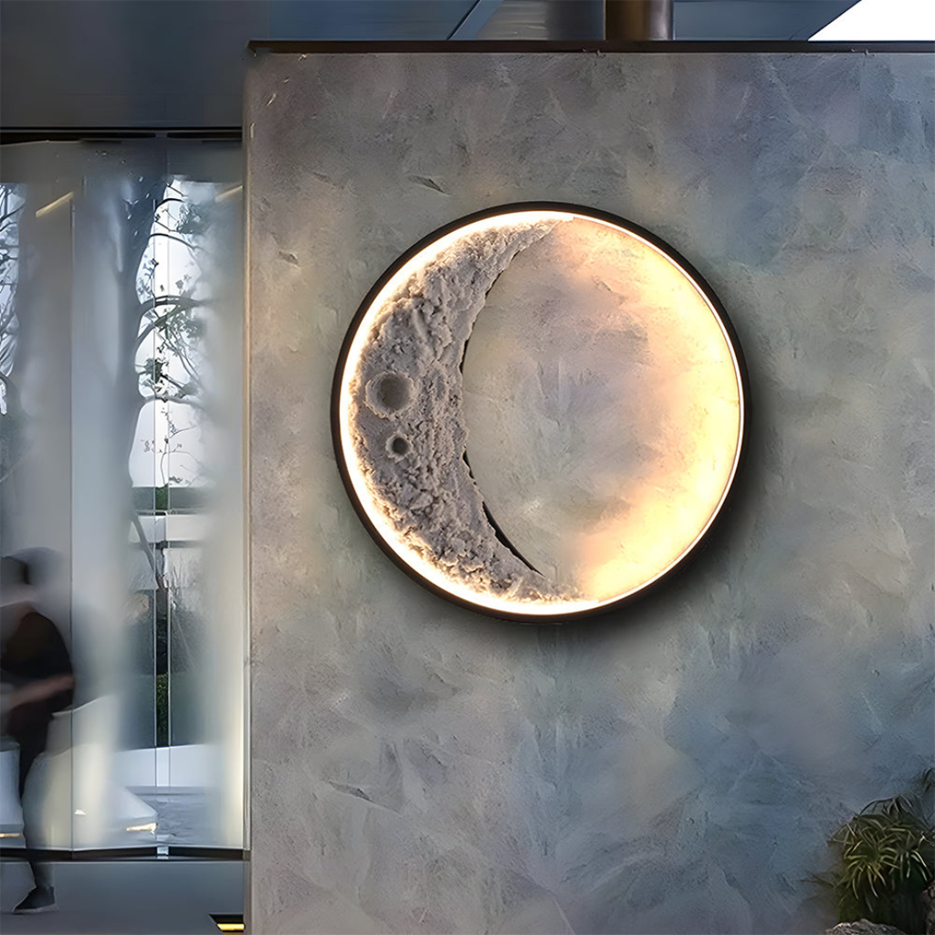 Celestara Moon Outdoor Wall Light - IP65 Waterproof LED Resin Garden Sconce