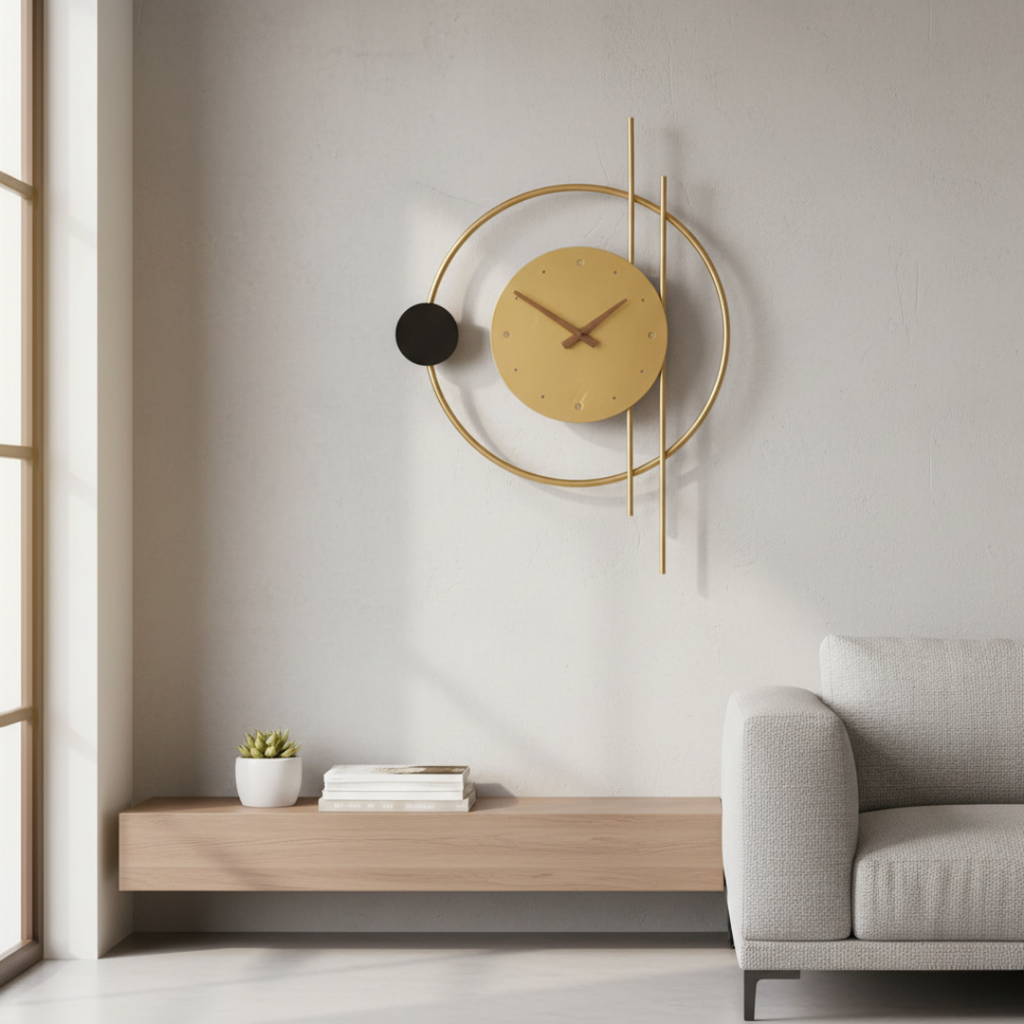 ChronoLumina Illuminated Wall Clock - Black & Gold Minimalist LED Sconce Clock