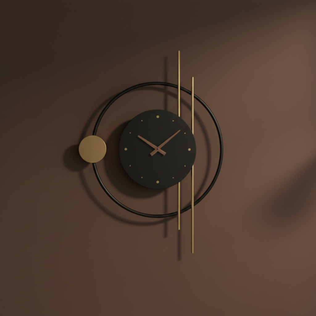 ChronoLumina Illuminated Wall Clock - Black & Gold Minimalist LED Sconce Clock