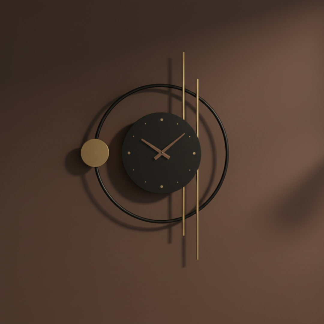 ChronoLumina Illuminated Wall Clock - Black & Gold Minimalist LED Sconce Clock