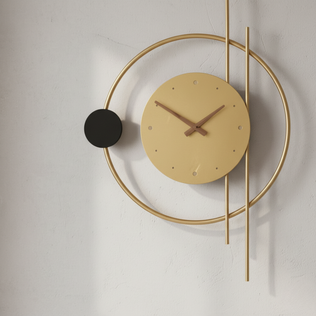 ChronoLumina Illuminated Wall Clock - Black & Gold Minimalist LED Sconce Clock