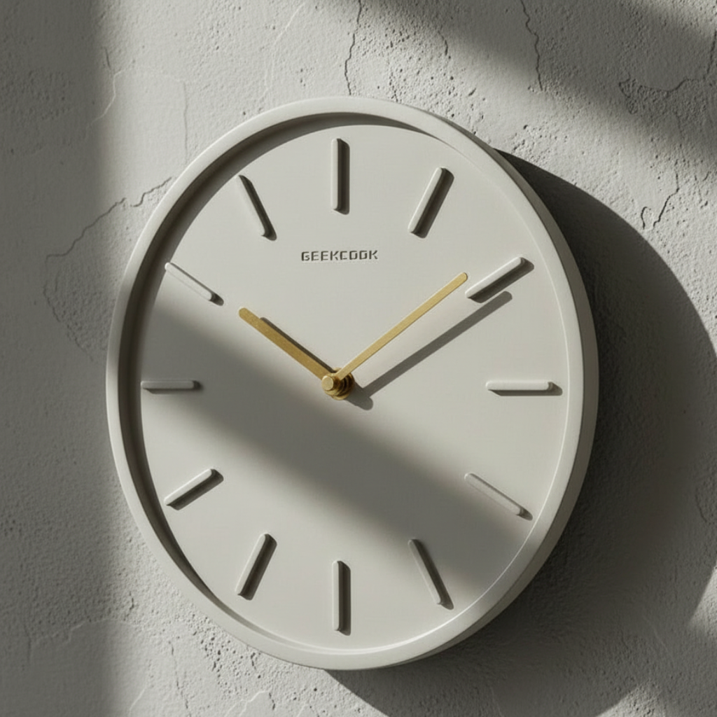 CimentAure Matte Cement & Brass Pendulum Clock - Silent Industrial Wall Clock