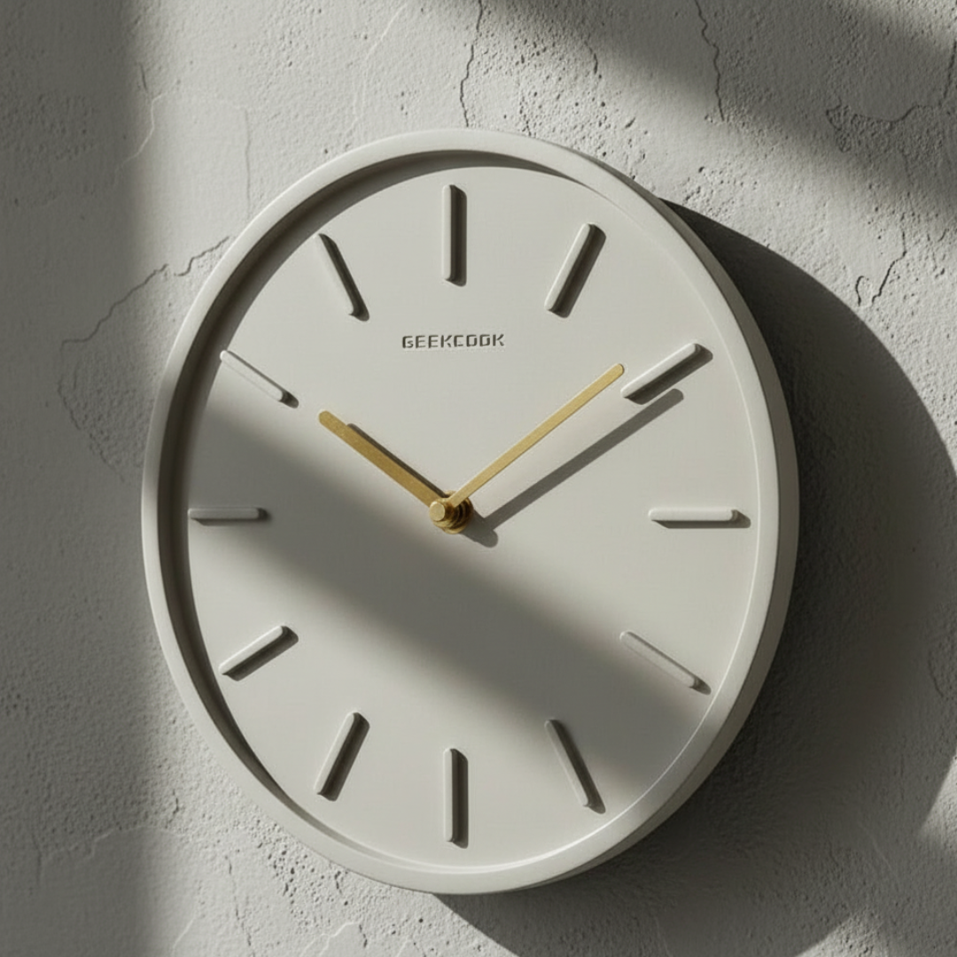 CimentAure Matte Cement & Brass Pendulum Clock - Silent Industrial Wall Clock