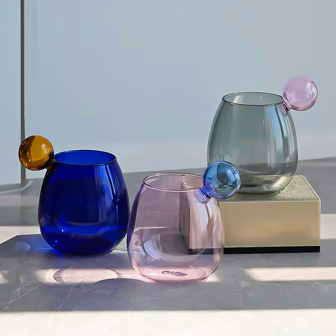 Colorful Bubble Design Glassware – 400ml Cocktail Glasses for Juices and Beverages, Dishwasher Safe, Modern and Durable 1