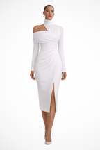 Daphne Women's Midi Dress | Asymmetric One-Shoulder Design, Elegant Cocktail Dress 0