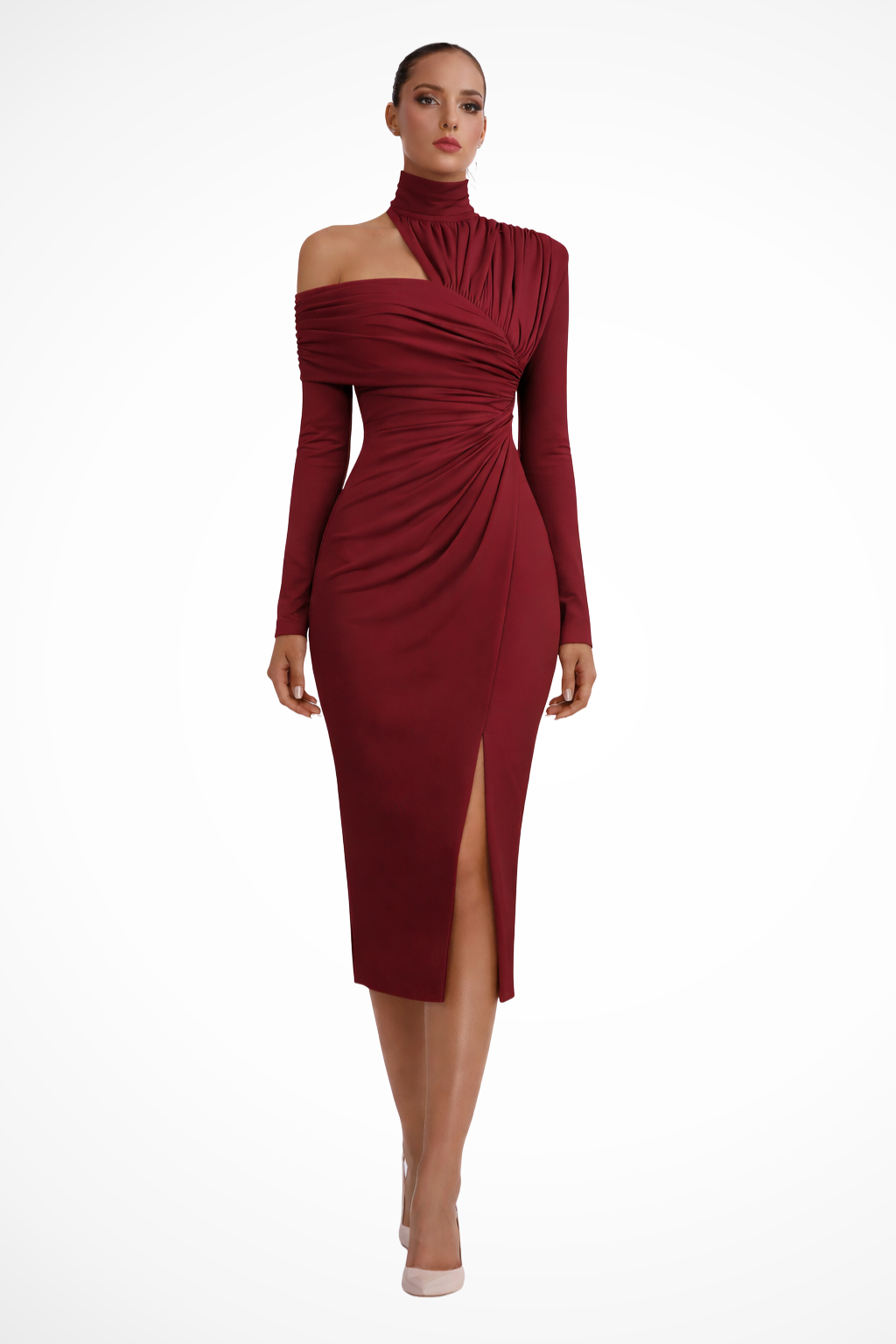 Daphne Women's Midi Dress | Asymmetric One-Shoulder Design, Elegant Cocktail Dress 10