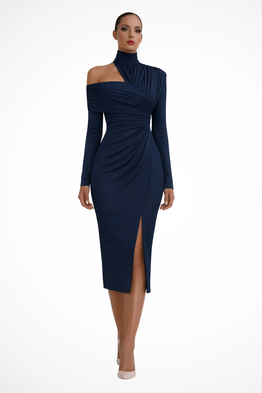 Daphne Women's Midi Dress | Asymmetric One-Shoulder Design, Elegant Cocktail Dress 11