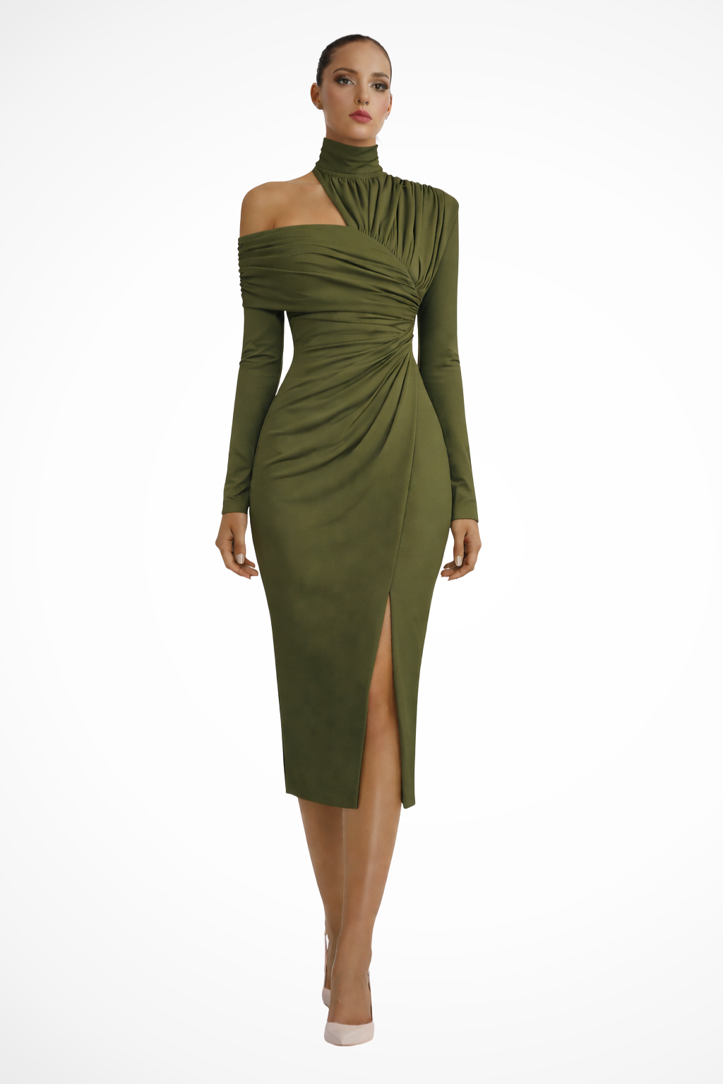 Daphne Women's Midi Dress | Asymmetric One-Shoulder Design, Elegant Cocktail Dress 12