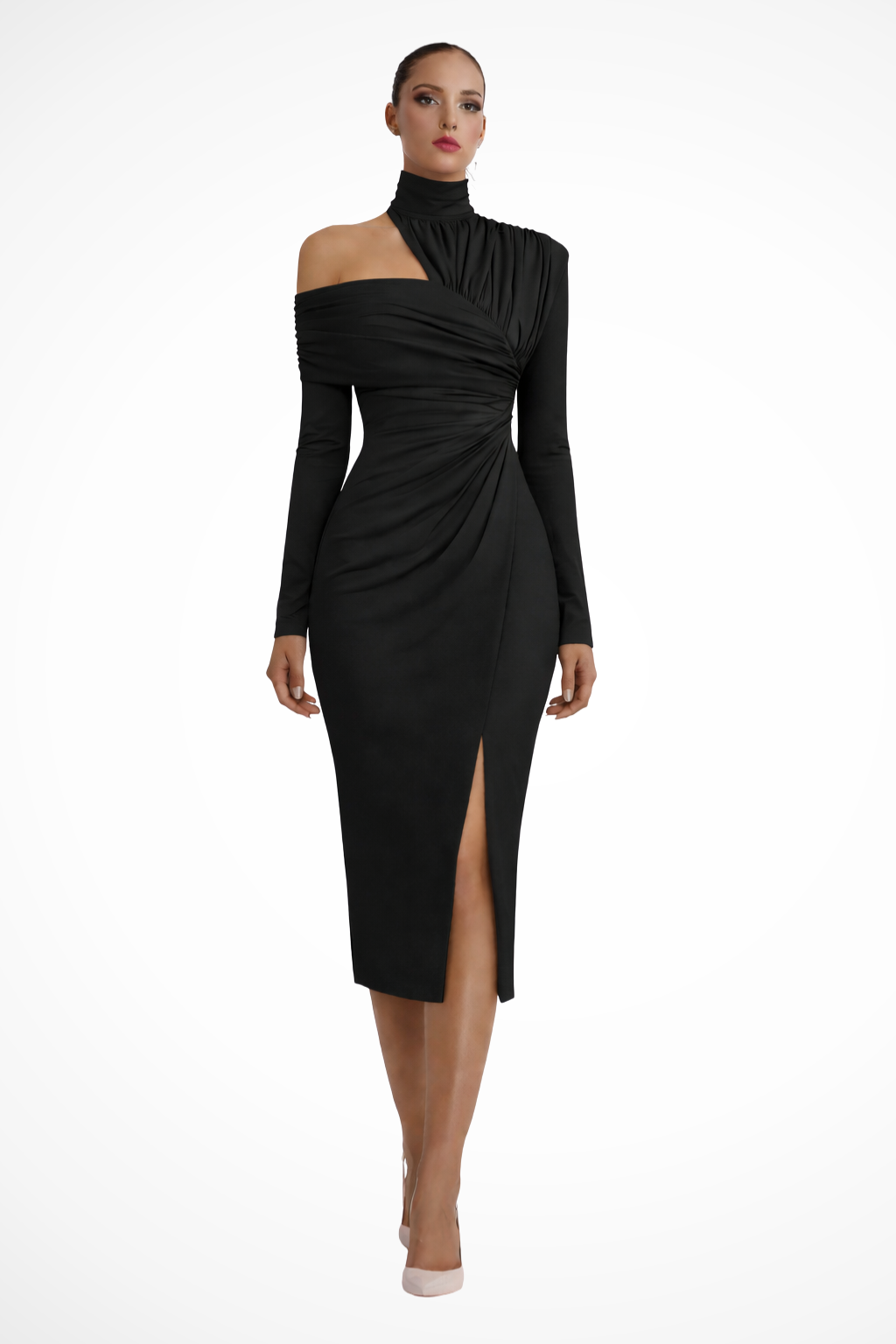 Daphne Women's Midi Dress | Asymmetric One-Shoulder Design, Elegant Cocktail Dress 5