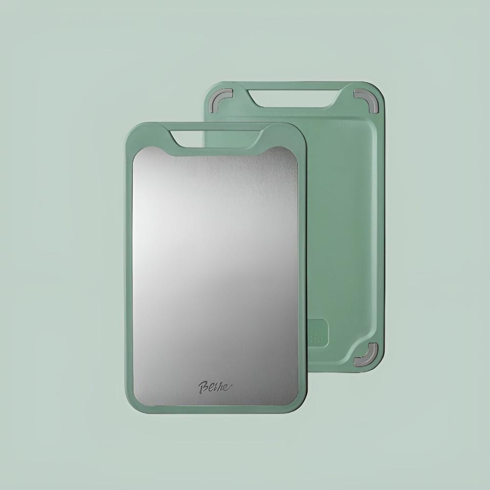 Double-Sided Stainless Steel Chopping Board with Integrated Garlic Grinder – Eco-Friendly Rice Husk Fiber, Non-Stick and Dishwasher Safe 0