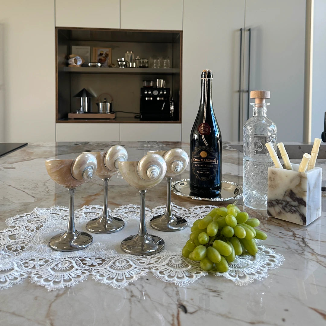 Elegant Drinking Glasses with Natural Shell Stem – Coastal Cocktail and Champagne Glassware 4