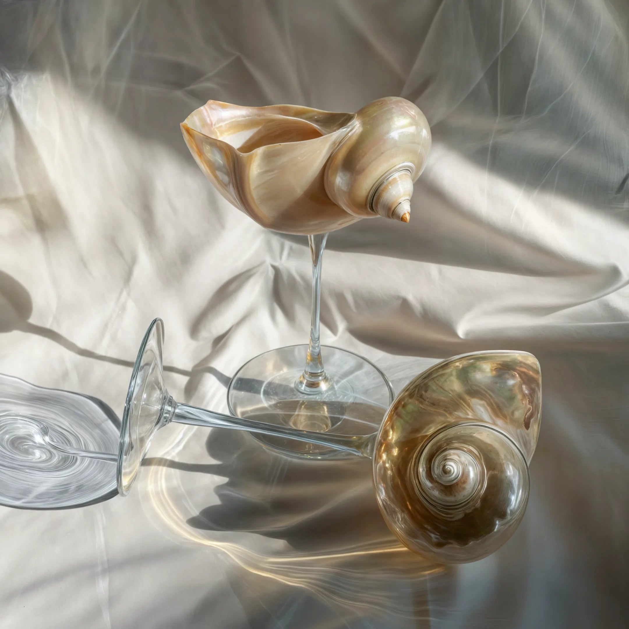 Elegant Drinking Glasses with Natural Shell Stem – Coastal Cocktail and Champagne Glassware 5