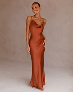 Ella Women's Formal Dress | Soft Satin, Elegant Cowl Neck 03