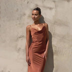 Ella Women's Formal Dress | Soft Satin, Elegant Cowl Neck 1