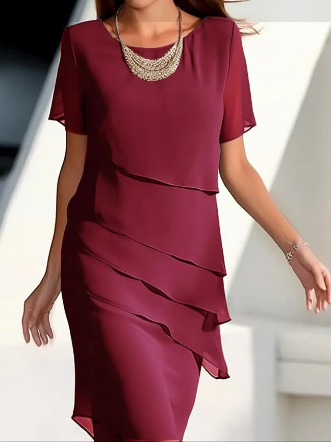 Ella Women's Midi Dress | Elegant Layered Design, Formal Dresses 3