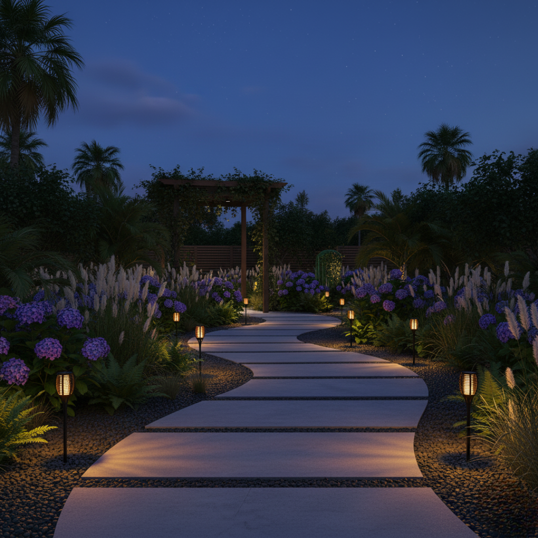 Emberis Solar Garden Torches - 96 LED Flickering Flame Effect Outdoor Lights, IP65