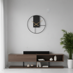EquilibrioAure Geometric Wall Clock - Black & Gold Minimalist Metal Timepiece
