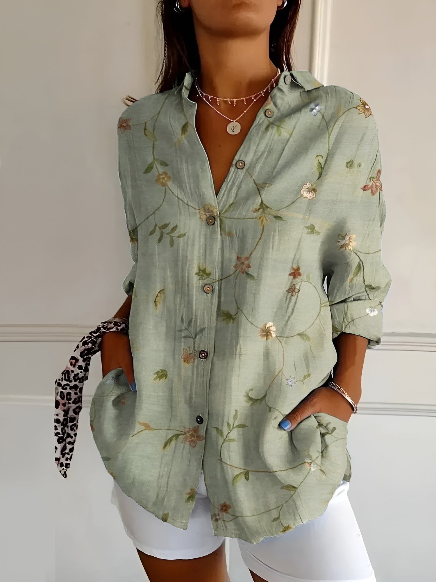 Evelyn Women's Blouse | Breathable Cotton Long Sleeve, Elegant Design 1