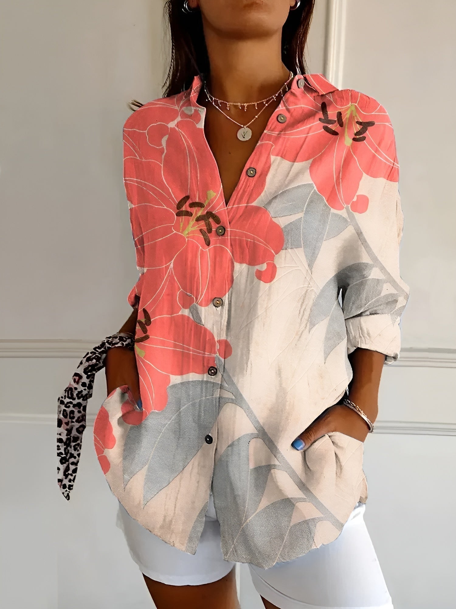 Evelyn Women's Blouse | Breathable Cotton Long Sleeve, Elegant Design 2