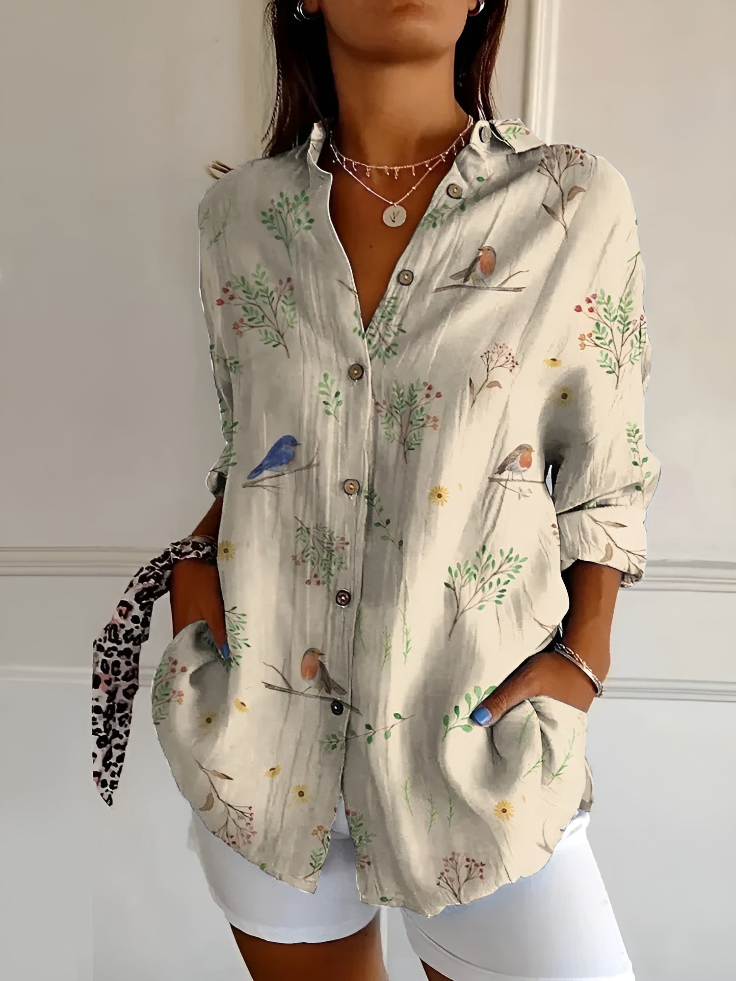 Evelyn Women's Blouse | Breathable Cotton Long Sleeve, Elegant Design 5