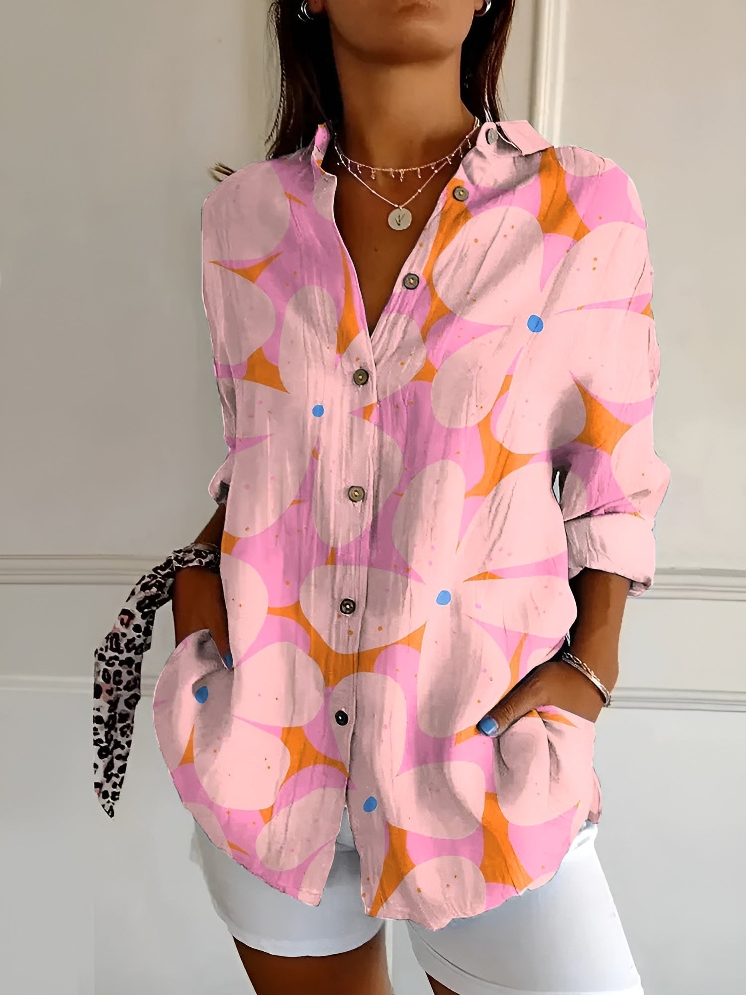 Evelyn Women's Blouse | Breathable Cotton Long Sleeve, Elegant Design 6