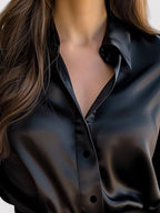 Evelyn Women's Blouse | Satin Blend, Elegant Long Sleeve Top 2