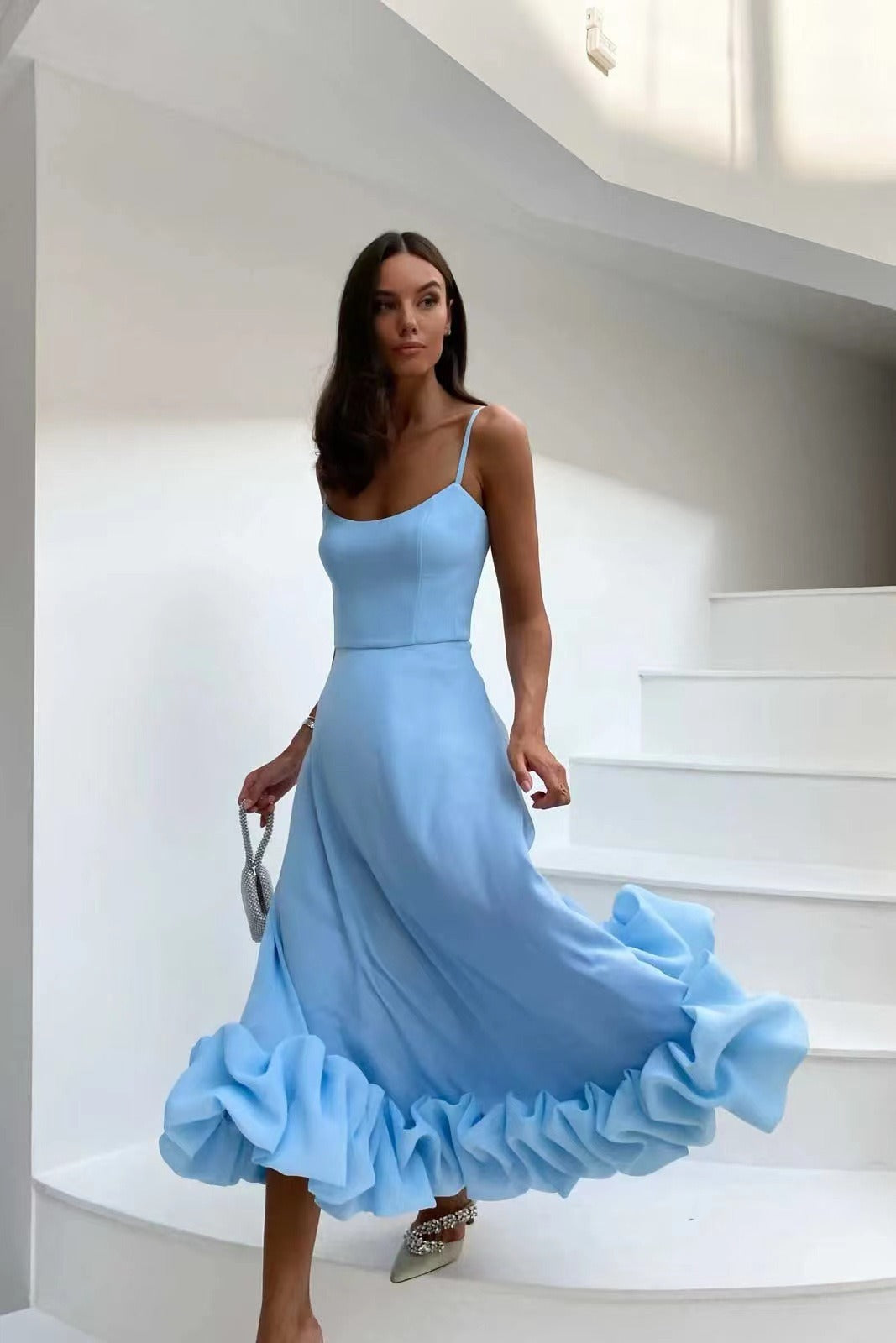 Evelyn Women's Midi Dress | Elegant Ruffle Accents, Evening Wear 4