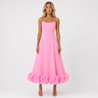 Evelyn Women's Midi Dress | Elegant Ruffle Accents, Evening Wear 777
