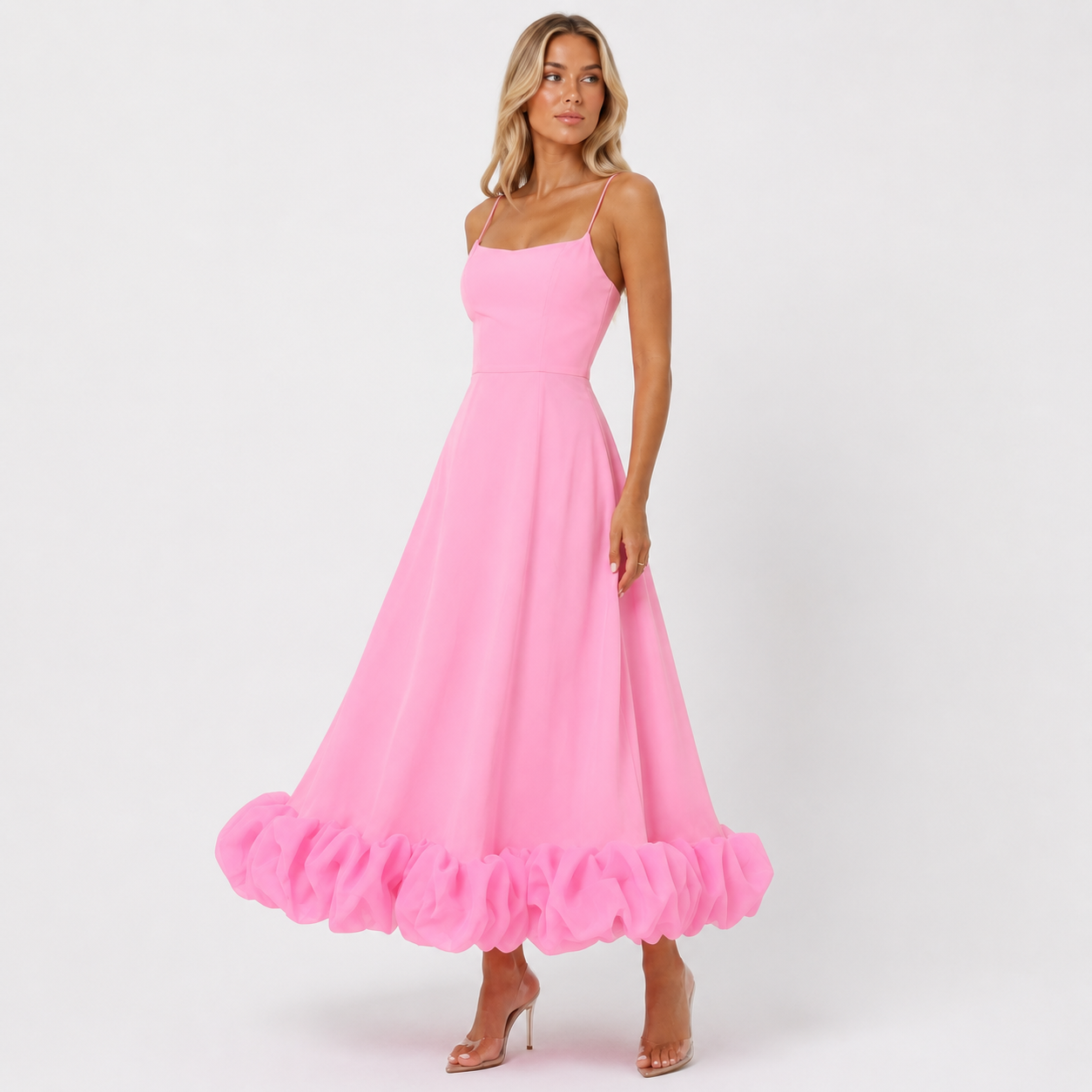Evelyn Women's Midi Dress | Elegant Ruffle Accents, Evening Wear 888