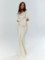 Felicity Women's Maxi Dress | Elegant Satin, White Summer Dress 1
