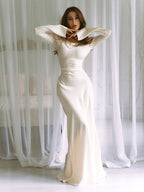 Felicity Women's Maxi Dress | Elegant Satin, White Summer Dress 2