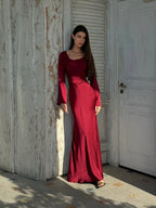 Felicity Women's Maxi Dress | Elegant Satin, White Summer Dress 4
