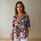 Fiona Women's Blouse | Floral Print, 3/4 Sleeve, Lightweight Summer Top 1
