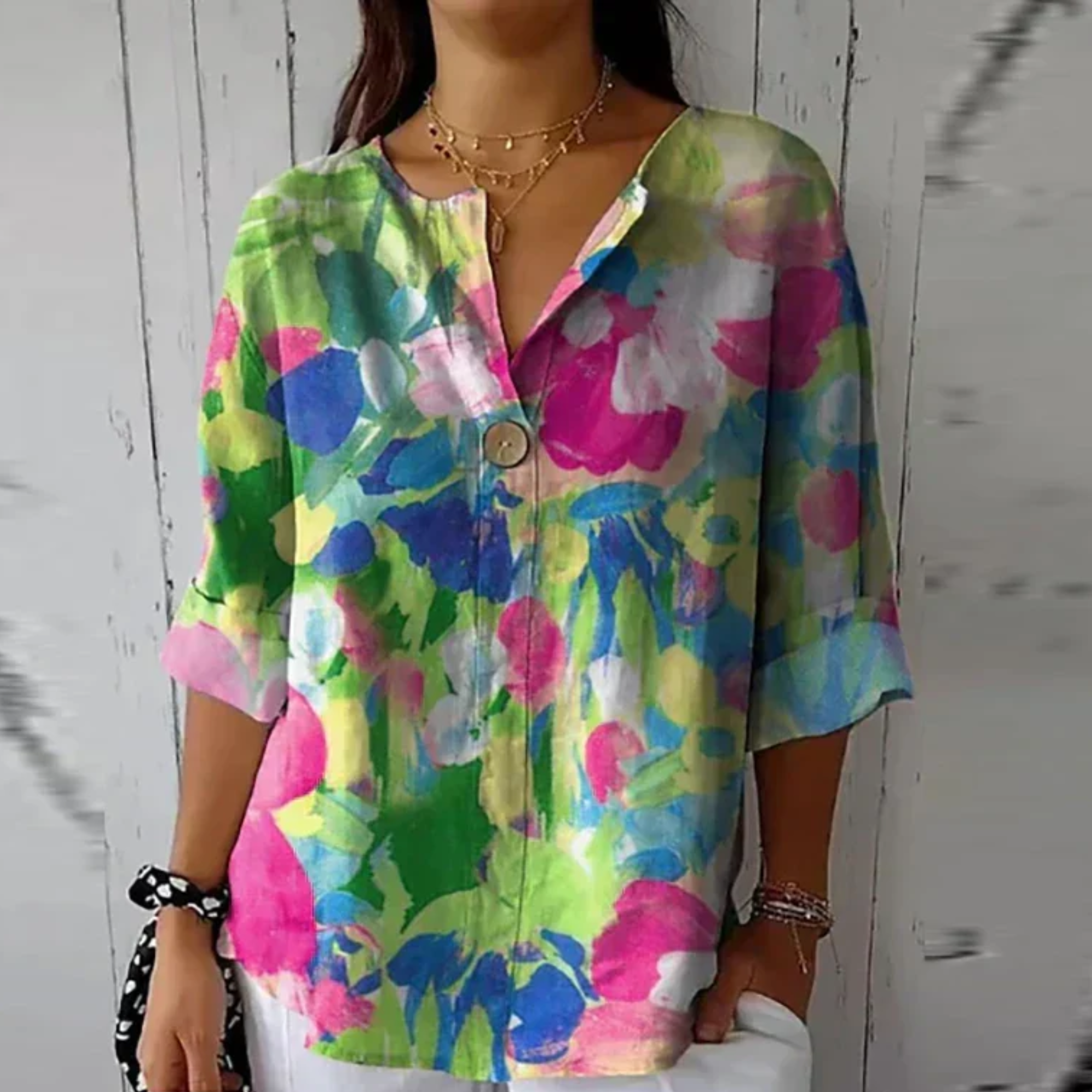 Fiona Women's Blouse | Floral Print, 3/4 Sleeve, Lightweight Summer Top 7
