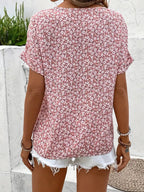 Fiona Women's Blouse | Floral Print, Button-Down Design, Short Sleeve 1