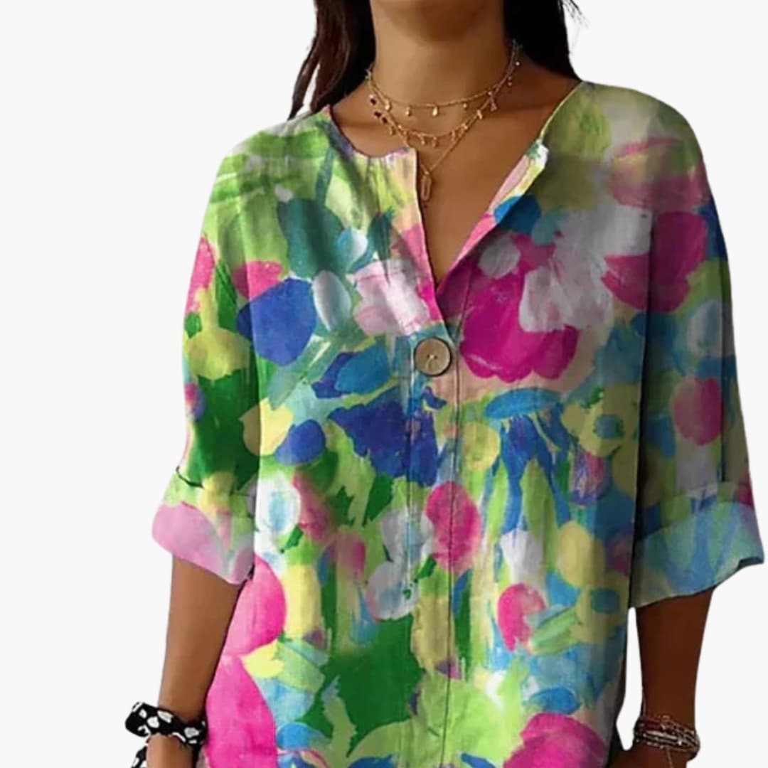Fiona Women's Blouse | Floral Print, Long Sleeve Woven Top 1