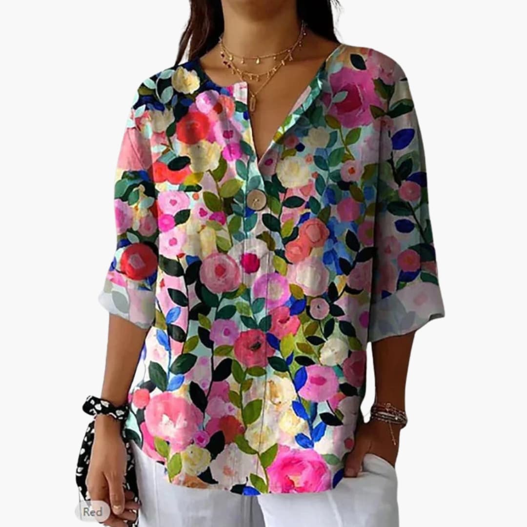 Fiona Women's Blouse | Floral Print, Long Sleeve Woven Top 3