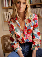 Fiona Women's Blouse | Floral Print, Relaxed Fit Long Sleeve Top 0