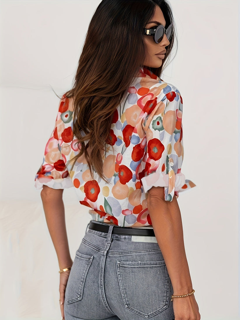 Fiona Women's Blouse | Floral Print, Relaxed Fit Long Sleeve Top 2