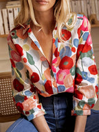 Fiona Women's Blouse | Floral Print, Relaxed Fit Long Sleeve Top 4