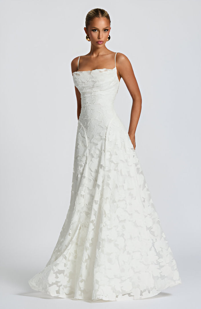 Fiona Women's Maxi Dress | Elegant Lace Overlay, Formal 0