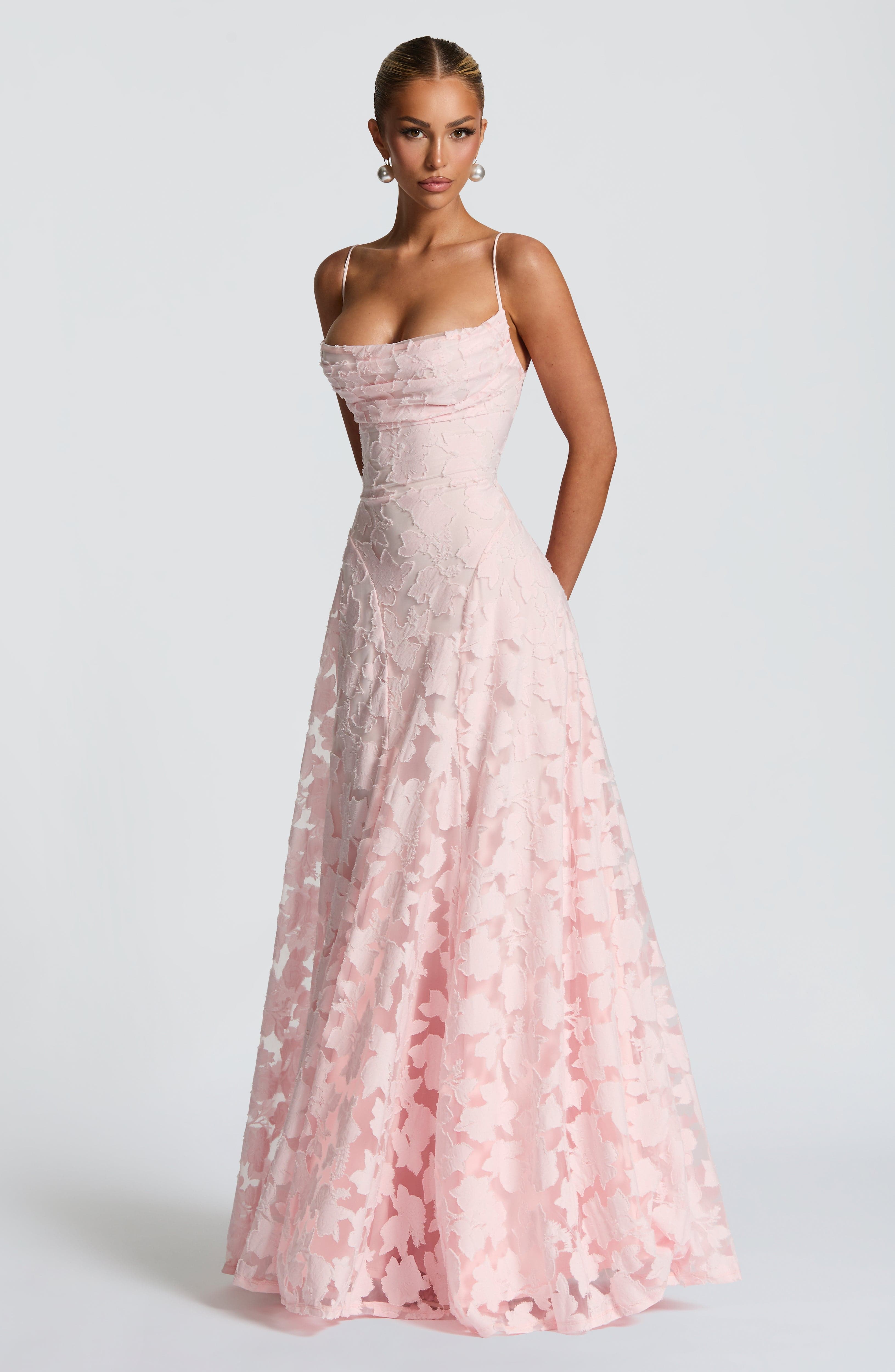 Fiona Women's Maxi Dress | Elegant Lace Overlay, Formal 2