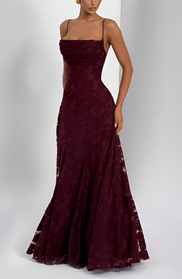 Fiona Women's Maxi Dress | Elegant Lace Overlay, Formal 5