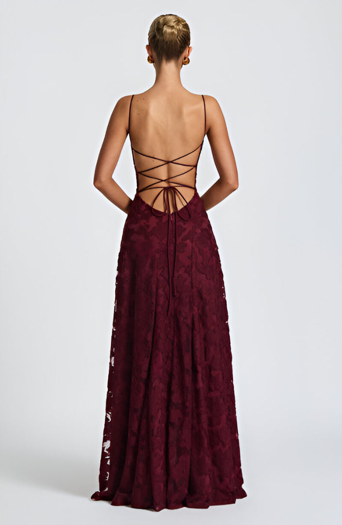 Fiona Women's Maxi Dress | Elegant Lace Overlay, Formal 6