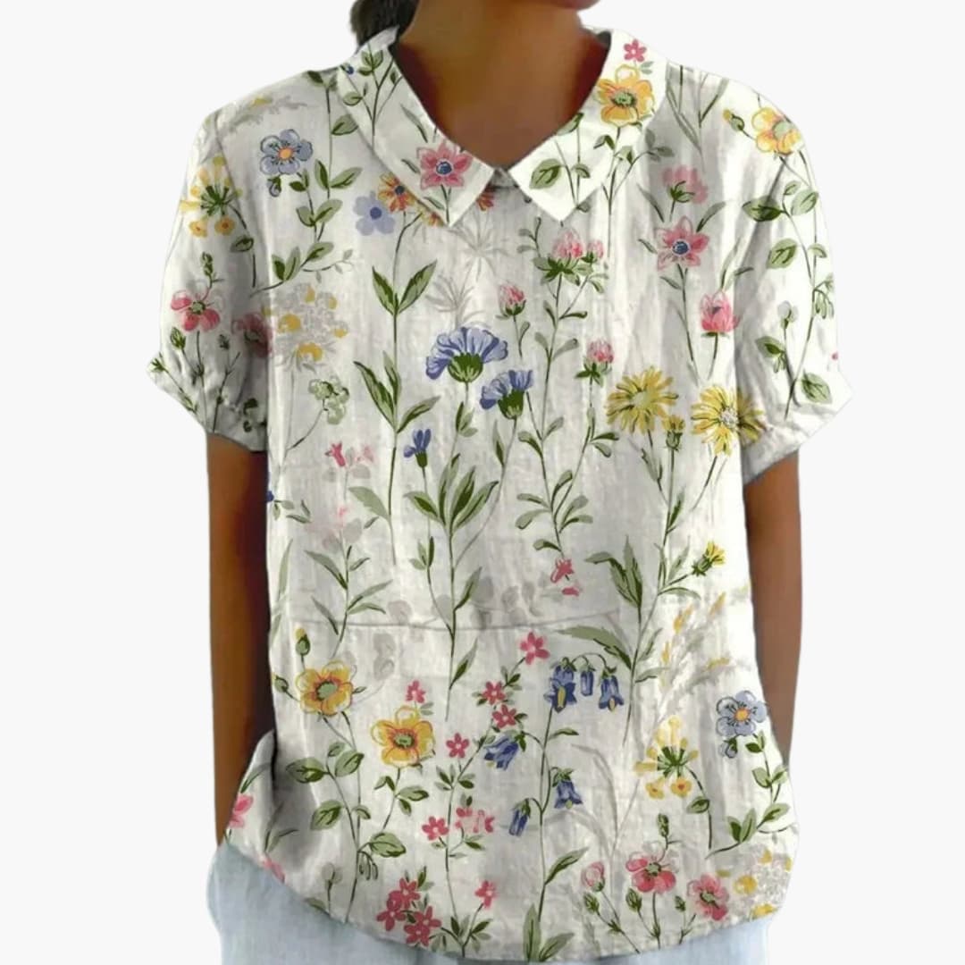 Flora Women's Blouse | Floral Print, Short Sleeve Summer Top 3
