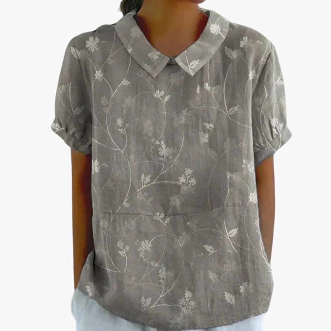 Flora Women's Blouse | Floral Print, Short Sleeve Summer Top 4