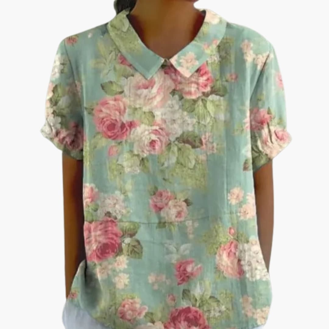 Flora Women's Blouse | Floral Print, Short Sleeve Summer Top 5