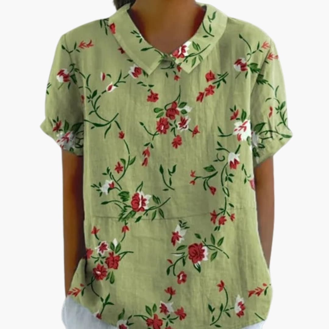 Flora Women's Blouse | Floral Print, Short Sleeve Summer Top 6